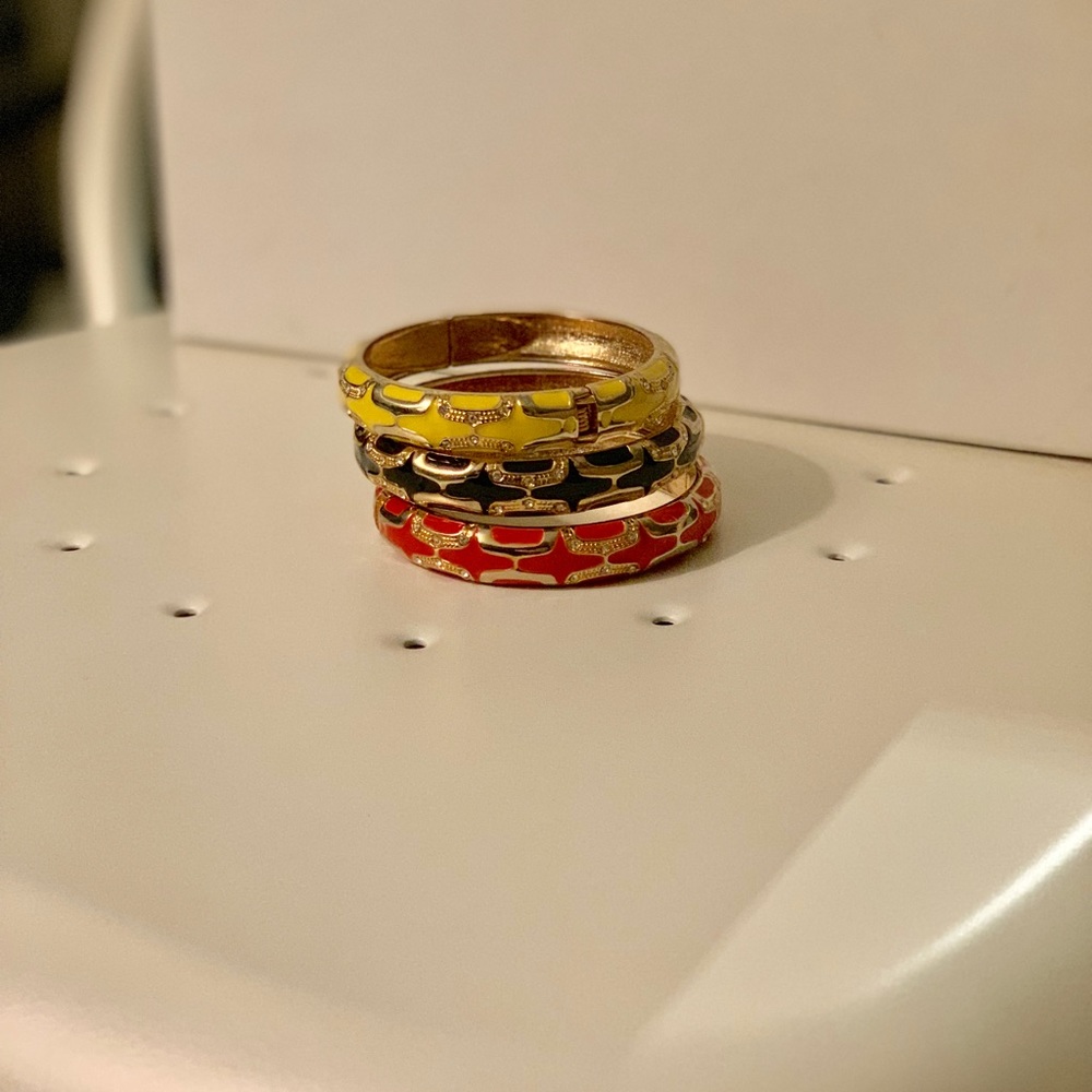 Three Stackable Diamond Studded Hinged Bangles - image 1